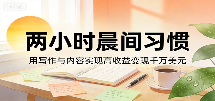 付费文章：两小时晨间习惯，用写作与内容实现高收益变现千万美元|网创挖金社