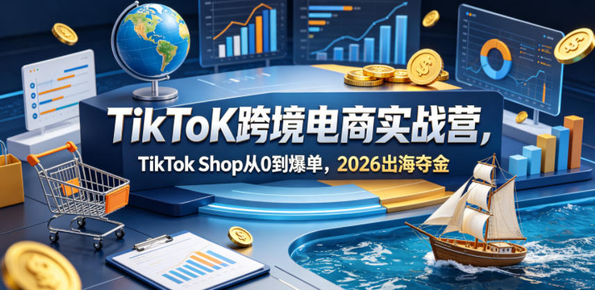 TikToK跨境电商实战营，TikTok Shop从0到爆单，2026出海夺金|网创挖金社