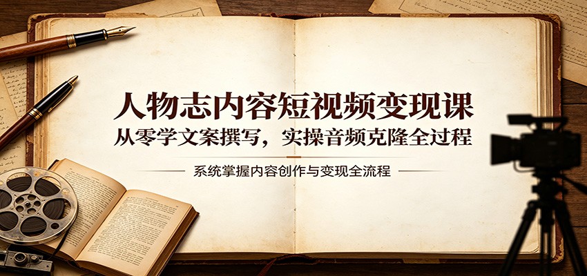 人物志内容短视频变现课：从零学文案撰写，实操音频克隆全过程|网创挖金社