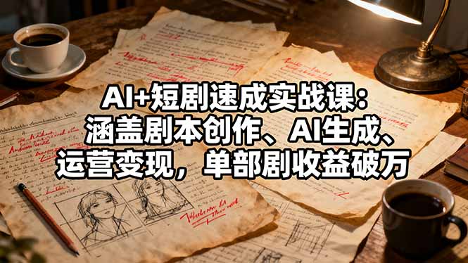 AI+短剧速成实战课：涵盖剧本创作、AI生成、运营变现，单部剧收益破万|网创挖金社