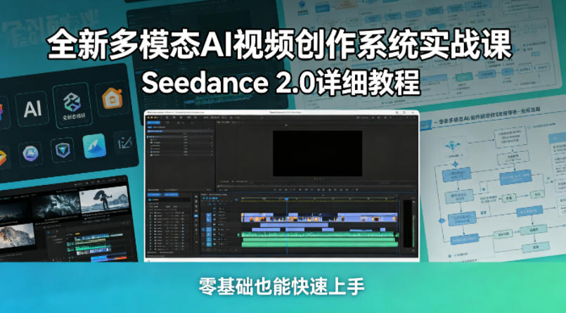 全新多模态AI视频创作系统实战课，Seedance 2.0详细教程，零基础也能快速上手|网创挖金社
