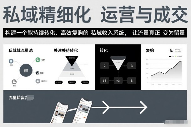 私域精细化运营与成交，构建一个能持续转化、高效复购的私域收入系统，让流量真正变为留量|网创挖金社