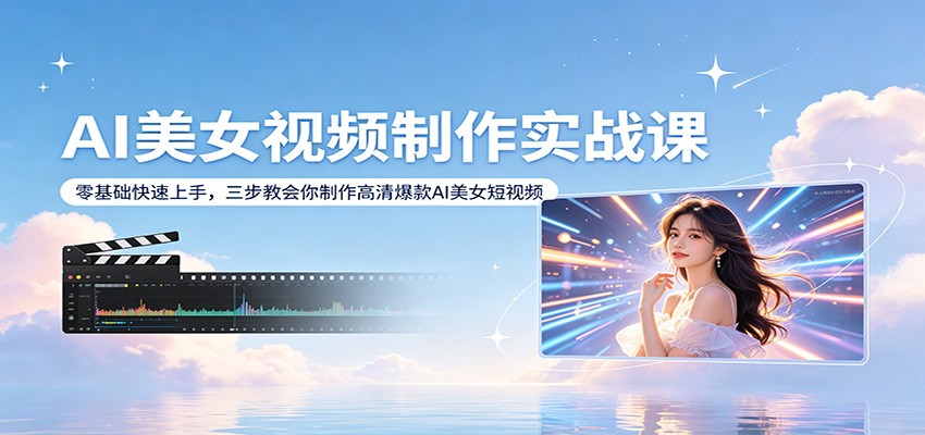 AI美女视频制作实战课：零基础快速上手，三步教会你制作高清爆款AI美女短视频|网创挖金社