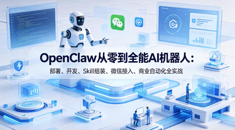OpenClaw从零到全能AI机器人：部署、开发、Skill组装、微信接入、商业自动化全实战|网创挖金社
