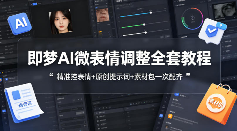 即梦AI微表情调整全套教程，精准控表情+原创提示词+素材包一次配齐|网创挖金社