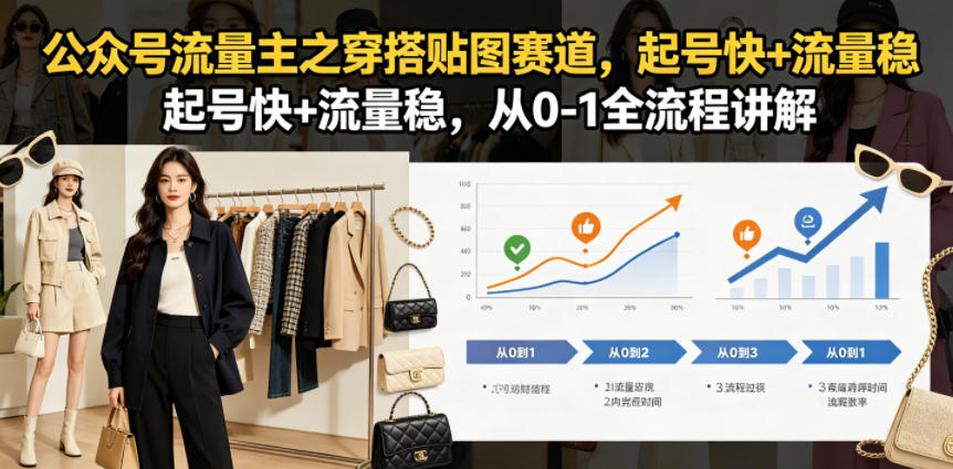 公众号流量主之穿搭贴图赛道，起号快+流量稳，从0-1全流程讲解|网创挖金社