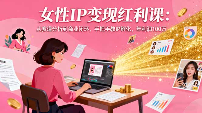 女性IP变现红利课：从赛道分析到商业闭环，手把手教IP孵化，年利润100万|网创挖金社