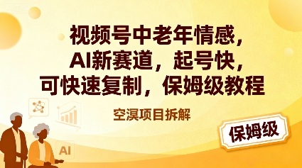 视频号中老年情感,AI新赛道，起号快，可快速复制，保姆级教程|网创挖金社