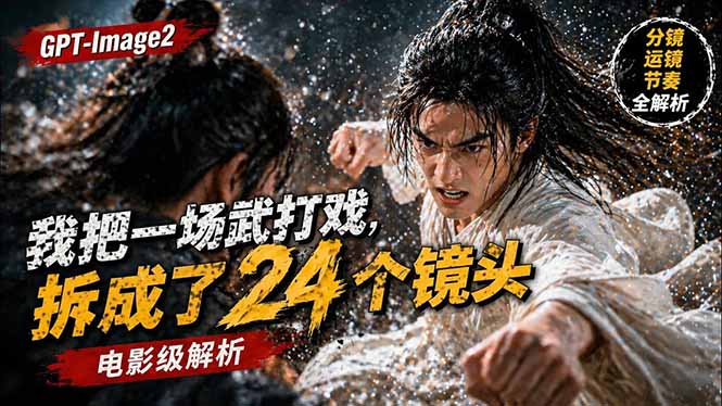 用GPT-Image2，把一段武打对决拆成24个连续镜头，从人物建立、动作衔接、运镜节奏，到情绪爆发|网创挖金社