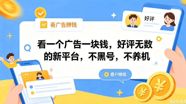 看一个广告一块钱，好评无数的新平台，不黑号，不养机，一撸几十块钱还是不错的【揭秘】|网创挖金社