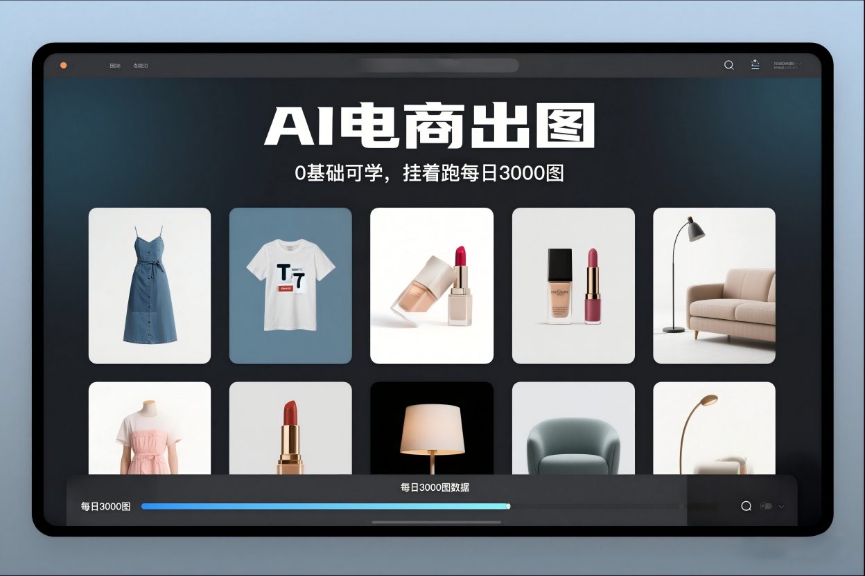 AI电商出图，0基础可学，挂着跑每日3000图|网创挖金社