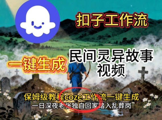 Coze扣子工作流一键生成民间灵异故事视频，保姆级教程搭建教学|网创挖金社
