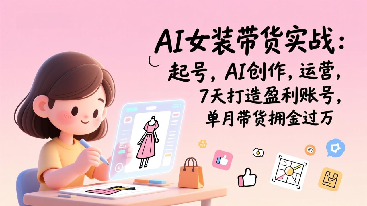 AI女装带货实战：起号，AI创作，运营，7天打造盈利账号，单月带货佣金过万|网创挖金社