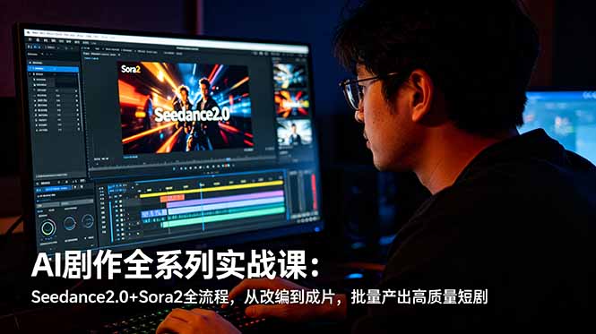AI剧作全系列实战课：Seedance2.0+Sora2全流程，从改编到成片，批量产出高质量短剧|网创挖金社