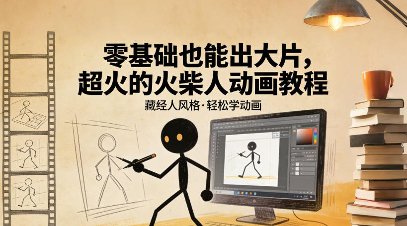 零基础也能出大片，超火的火柴人动画教程(藏经人风格)|网创挖金社