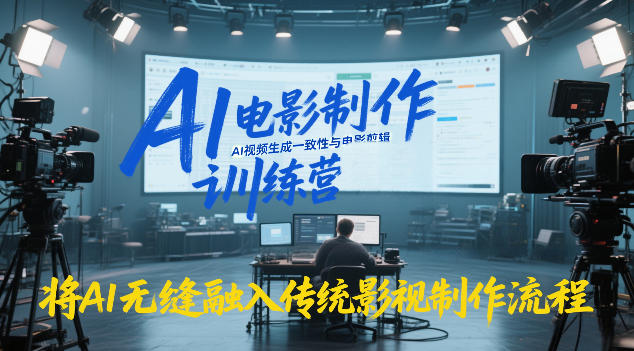 AI电影制作训练营，掌握AI视频生成一致性与电影剪辑，将AI无缝融入传统影视制作流程|网创挖金社