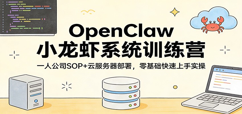 OpenClaw小龙虾系统训练营：一人公司SOP，云服务器部署，零基础快速上手实操|网创挖金社