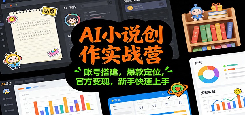 AI小说创作实战营：账号搭建，爆款定位，官方变现，新手快速上手|网创挖金社