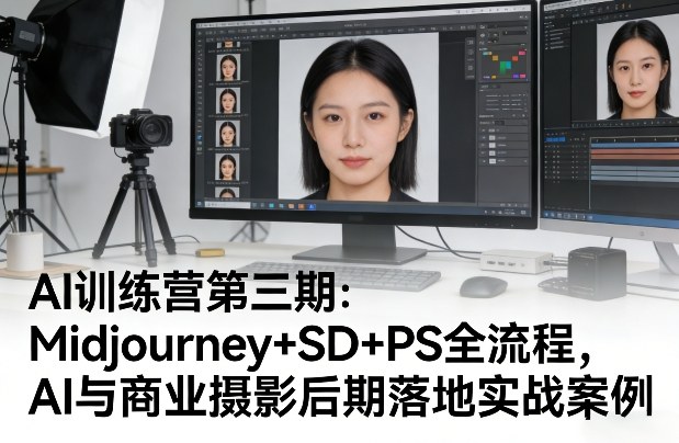 AI训练营第三期：Midjourney+SD+PS全流程，AI与商业摄影后期落地实战案例|网创挖金社