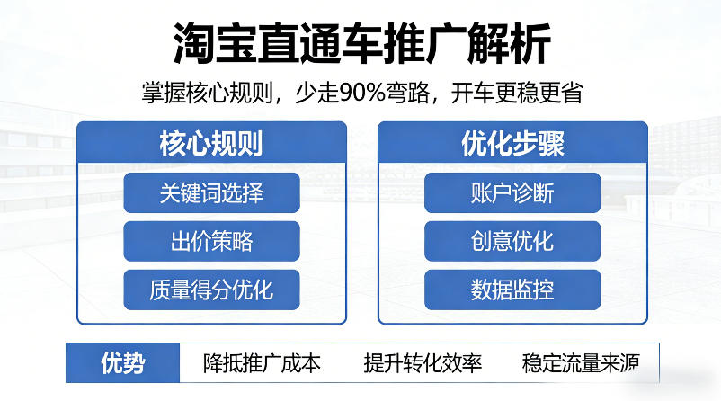 淘宝直通车推广解析，掌握核心规则，少走90%弯路，开车更稳更省|网创挖金社