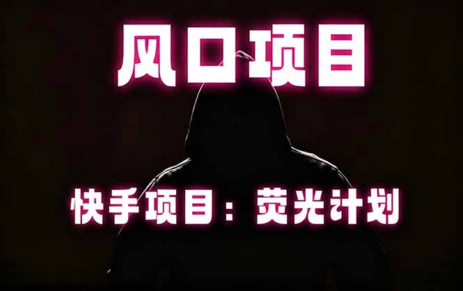 快手风口项目，荧光计划托管，长期稳定，适合批量做|网创挖金社