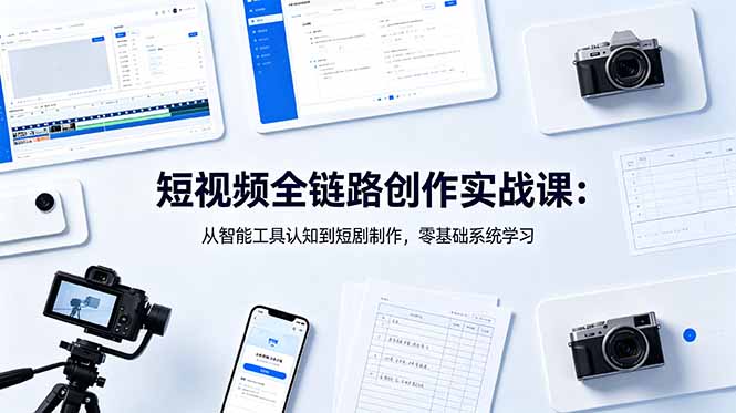 短视频全链路创作实战课：从智能工具认知到短剧制作，零基础系统学习|网创挖金社