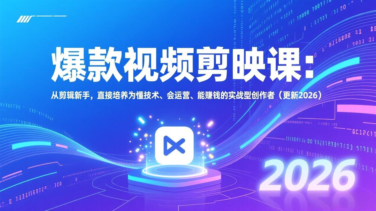 爆款视频剪映课：从剪辑新手，直接培养为懂技术、会运营、能赚钱的实战型创作者(更新2026|网创挖金社