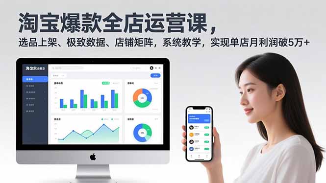 淘宝爆款全店运营课2.0，选品上架、极致数据、店铺矩阵，系统教学，实现单店月利润破5万+|网创挖金社