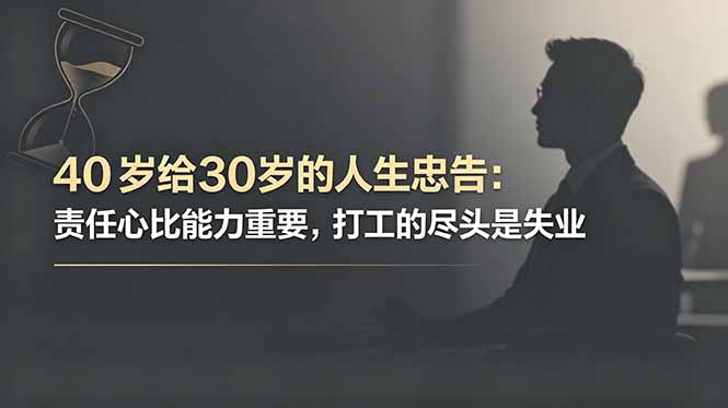 付费文章:40岁给30岁的人生忠告:责任心比能力重要,打工的尽头是失业|网创挖金社