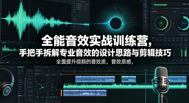 全能音效实战训练营，手把手拆解专业音效的设计思路与剪辑技巧，全面提升视频的音效质感|网创挖金社