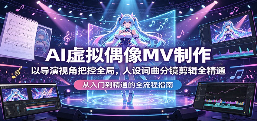 AI虚拟偶像MV制作：以导演视角把控全局，人设词曲分镜剪辑全精通|网创挖金社