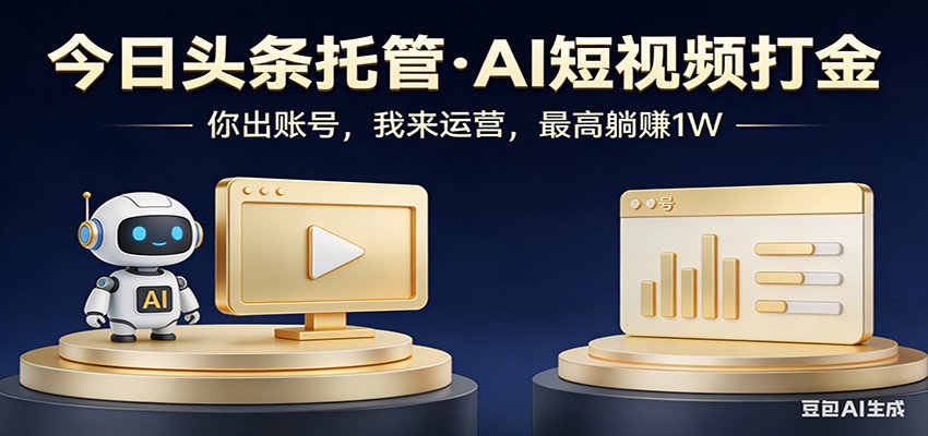 头条号AI托管，我提供作品，你提供账号，每天5分钟发布，小白躺赚3000+|网创挖金社