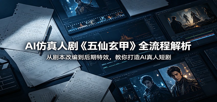 AI仿真人剧《五仙玄甲》全流程解析：从剧本改编到后期特效，教你打造AI真人短剧|网创挖金社