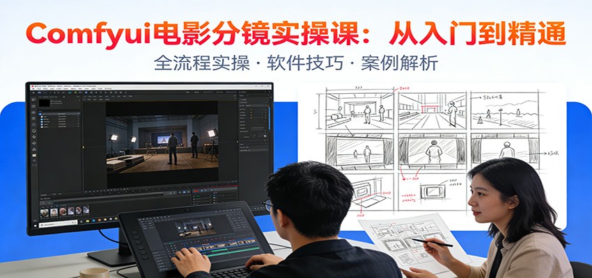 ComfyUI电影分镜实操课：分镜一致性，全流程AI视频制作，零基础也能做专业分镜|网创挖金社