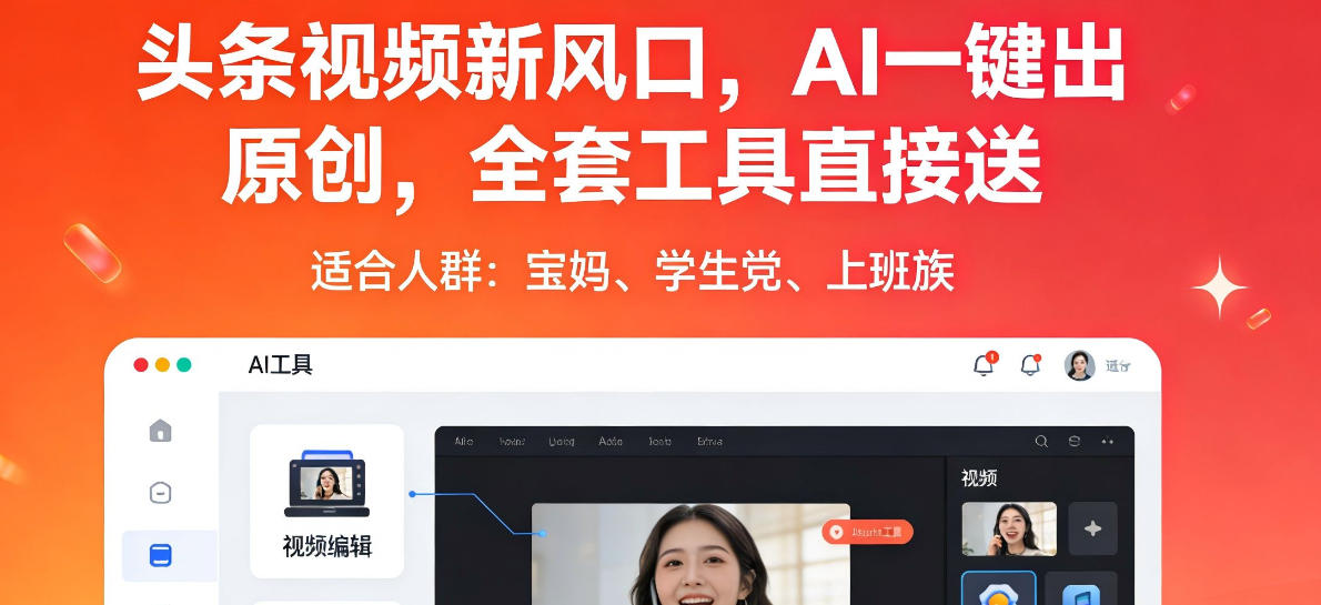 头条视频新风口,AI一键出原创,全套工具直接送,人人可做,有手就行【揭秘】|网创挖金社