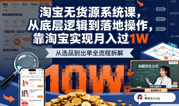 2025最新淘宝无货源系统课,从底层逻辑到落地操作,靠淘宝实现月入过1W|网创挖金社