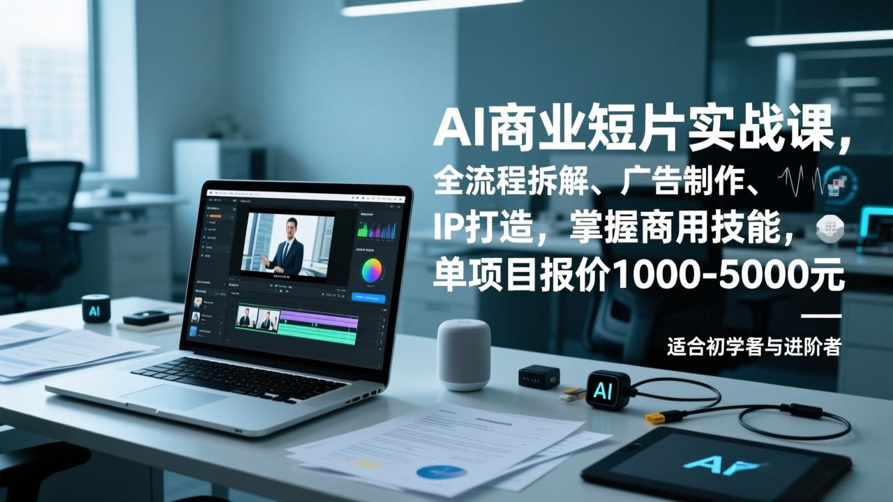 AI商业短片实战课，全流程拆解、广告制作、IP打造，掌握商用技能，单项目报价1000-5000元|网创挖金社