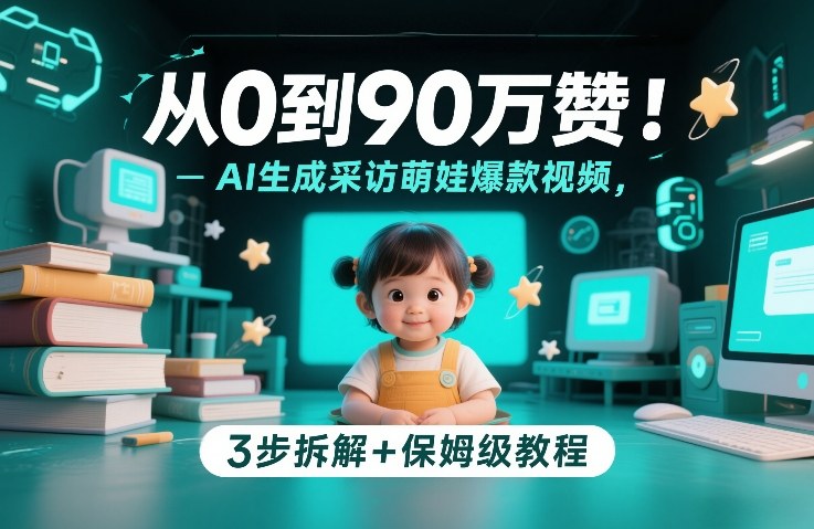 从0到90万赞：AI生成采访萌娃爆款视频，3步拆解+保姆级教程|网创挖金社