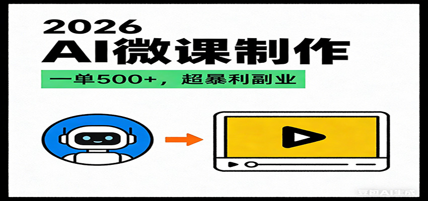 2026AI 风口最稳副业:微课代写制作,一单 500+,人人可做的蓝海项目|网创挖金社