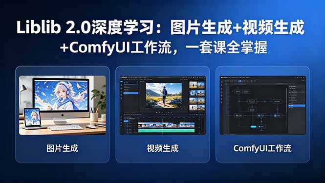 Liblib 2.0深度学习:图片生成+视频生成+ComfyUI工作流,一套课全掌握|网创挖金社