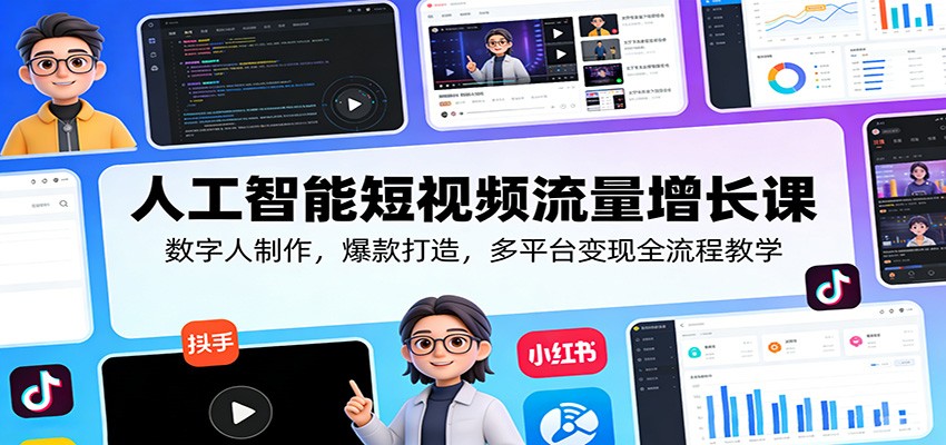 人工智能短视频流量增长课：数字人制作，爆款打造，多平台变现全流程教学|网创挖金社
