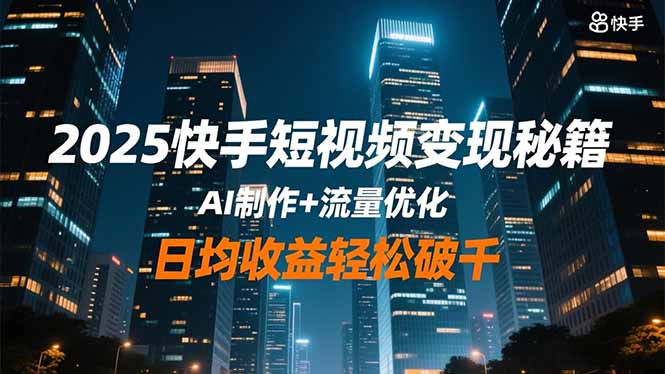 2025快手短视频变现秘籍，AI制作+流量优化，日均收益轻松破千|网创挖金社