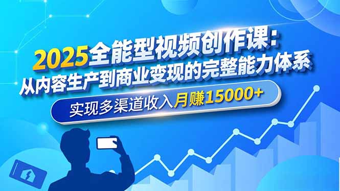 2025全能型视频创作课：从内容生产到商业变现的完整能力体系，实现多渠道收入月赚15000+|网创挖金社