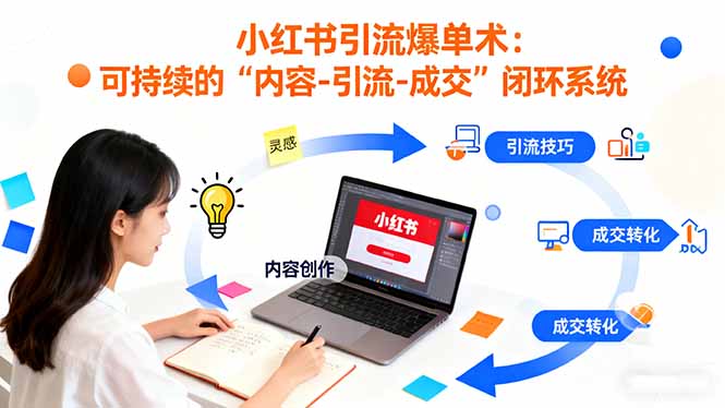 小红书引流爆单术：构建一套低成本 可持续的“内容-引流-成交”闭环系统|网创挖金社