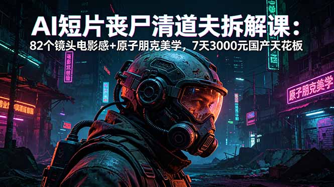AI短片《丧尸清道夫》拆解课：82个镜头电影感+原子朋克美学，7天3000元国产天花板|网创挖金社