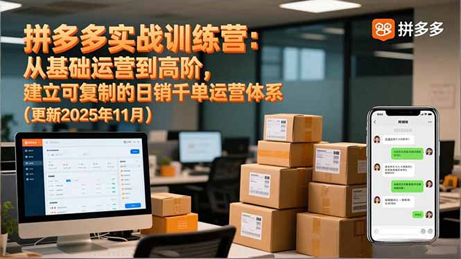 拼多多实战训练营:从基础运营到高阶,建立可复制的日销千单运营体系(更新11月|网创挖金社