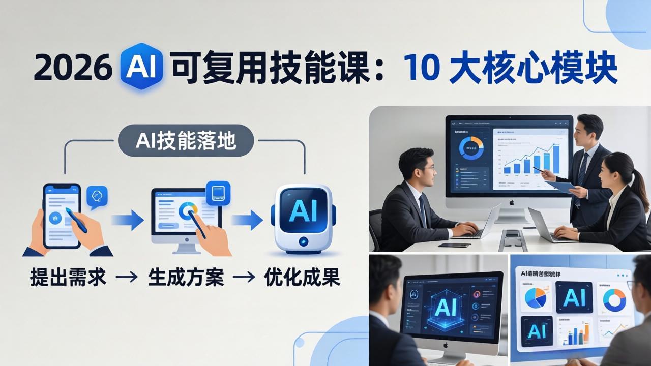 2026AI可复用技能-4月新课：10大核心模块，手把手教你把AI用进工作、产出成果|网创挖金社