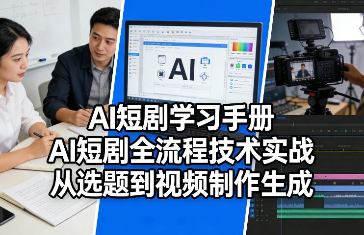 AI短剧学习手册，AI短剧全流程技术实战，从选题到视频制作生成|网创挖金社