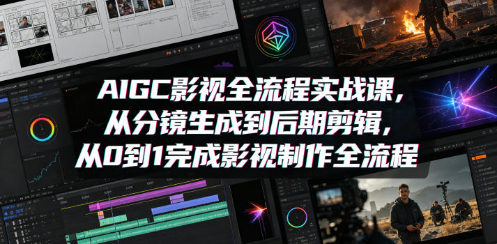 AIGC影视全流程实战课,从分镜生成到后期剪辑,从0到1完成影视制作全流程|网创挖金社
