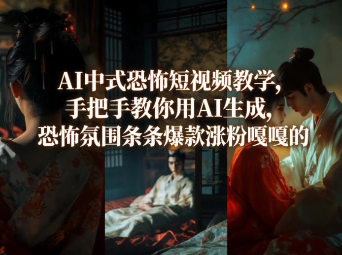 AI中式恐怖短视频教学，手把手教你用AI生成，恐怖氛围条条爆款涨粉嘎嘎的|网创挖金社